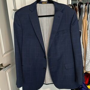 Brooks Brothers Navy Windowpane Regent Fit Suit Jacket 44R